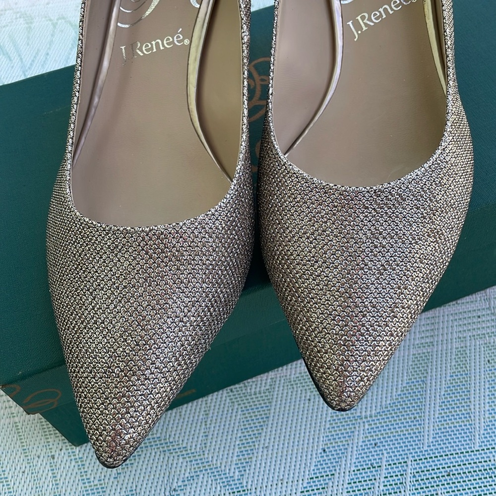 J.Renee Metallic Taupe Pointed Kitten Heel Pumps - Picture 9 of 11
